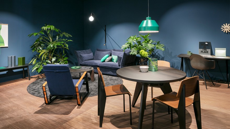 Homeoffice-Vitra-imm-cologne Wohnzimmer mit Homeoffice von Vitra