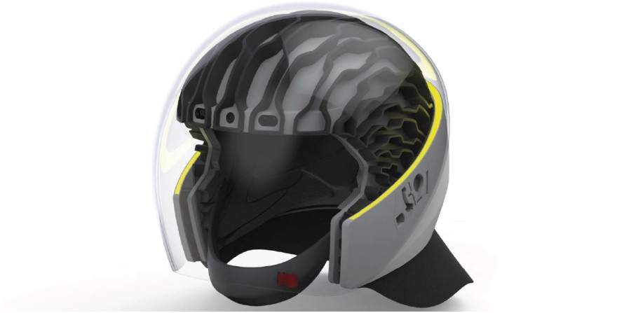 Winner: integrated lighting solution for a riot police helmet, © Lars Herzog, Lina Pfannstiel, Benedikt Schneeberg