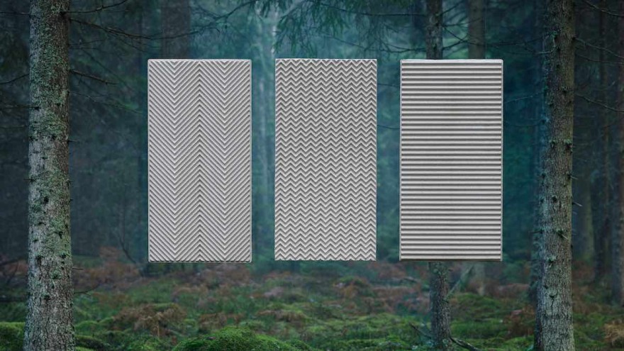 The world's first biodegradable acoustic panel made of paper pulp, © Baux, Stockholm © Baux, Stockholm